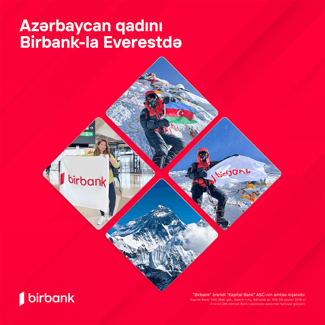 Birbank-ın dəstəyi ilə Vəfa Musayevə bayrağımızı Everest zirvəsinə sancdı
